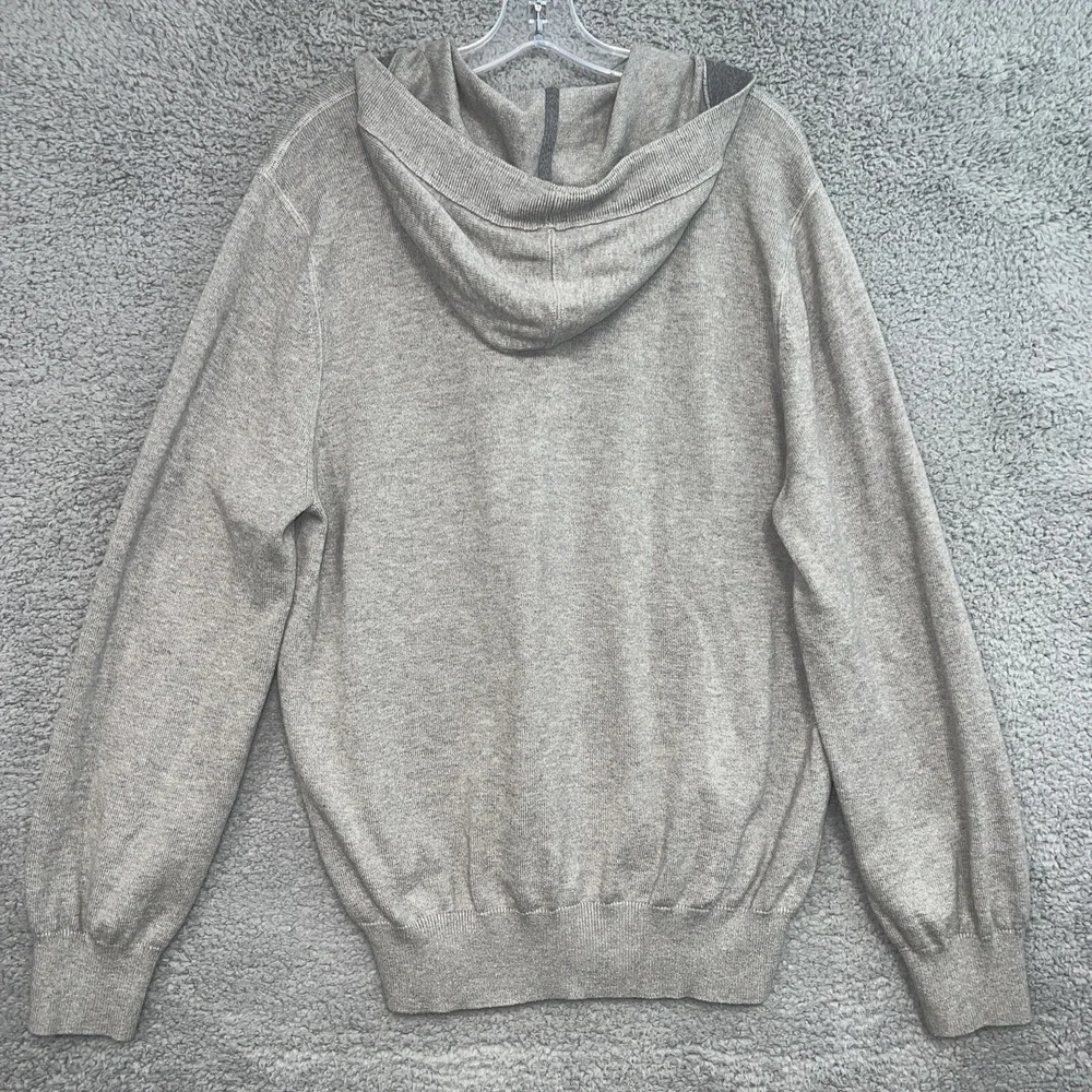 Banana Republic Hood Henley Mens XL Gray Pima Wool Blend Kangaroo Pocket Sweater